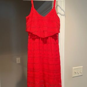 Beautiful Red Casual Lace Dress ❤️